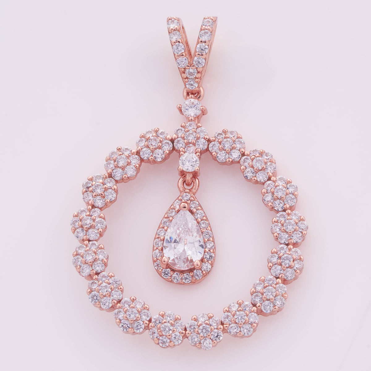 Rose Gold Circle Silver Pendant Set for Women