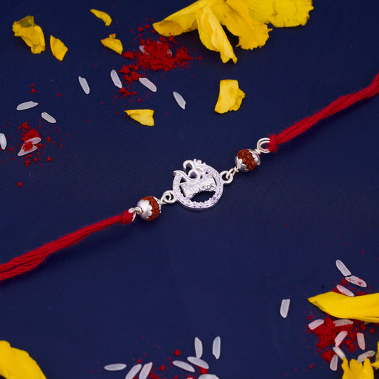 Silver Rudraksh Rakhi with Om Design