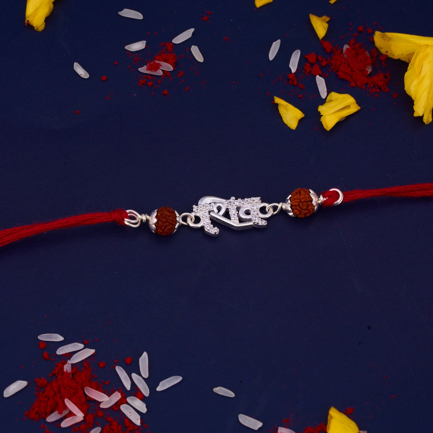 Silver Shiv Madadev Rakhi with Rudraksh