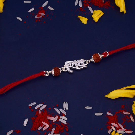 Silver Shiv Madadev Rakhi with Rudraksh