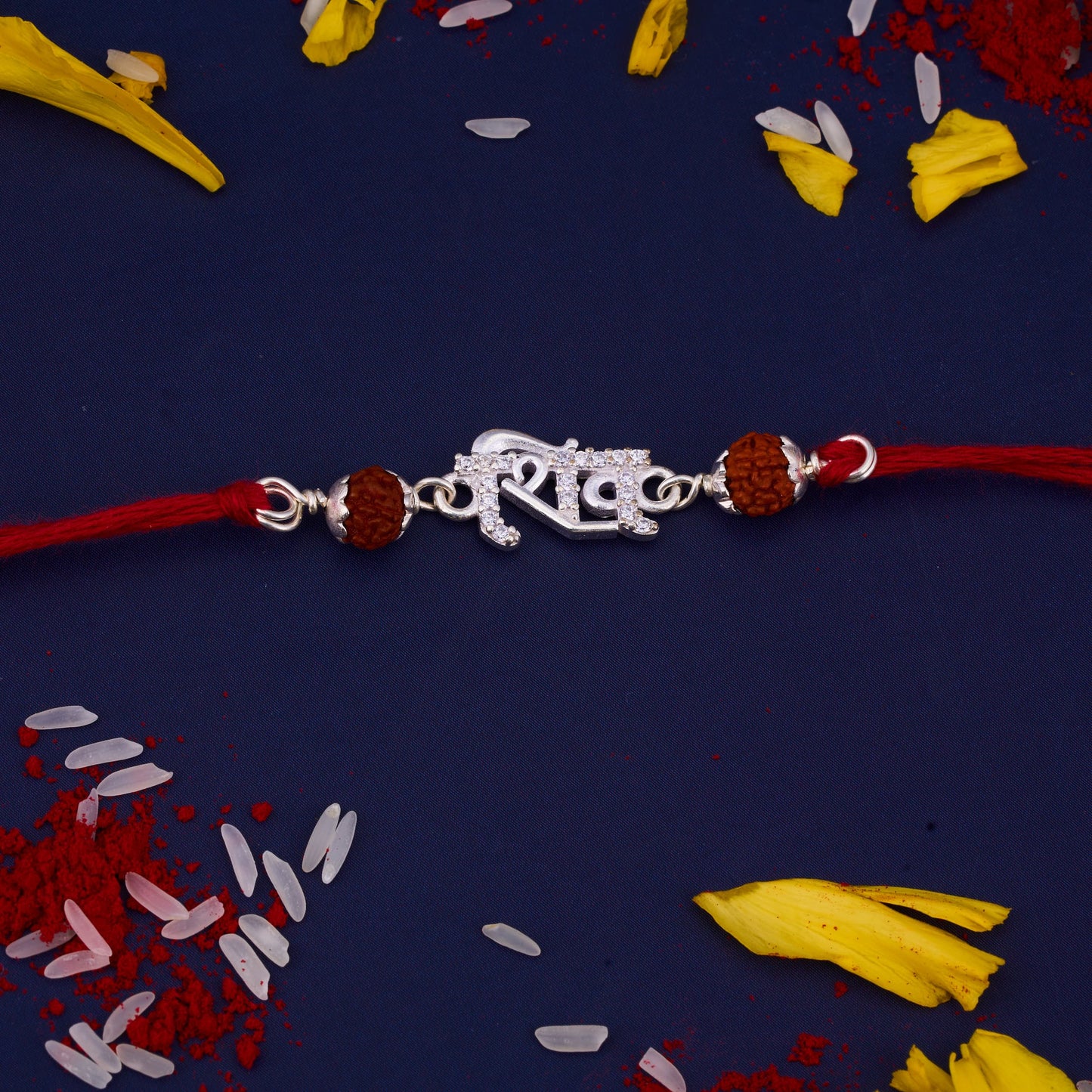 Silver Shiv Madadev Rakhi with Rudraksh