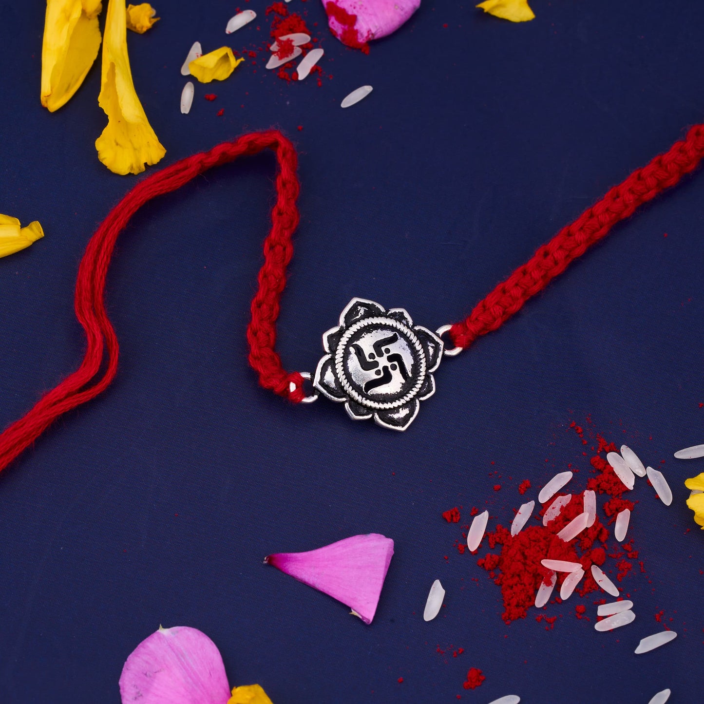 Silver Sathiya Oxidised Round Rakhi