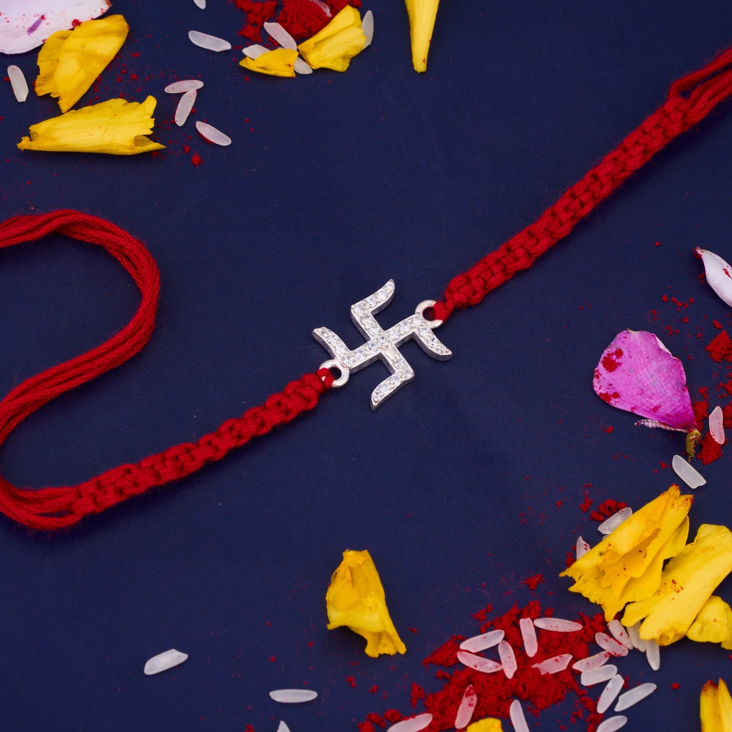 Silver Sathiya Diamond Rakhi
