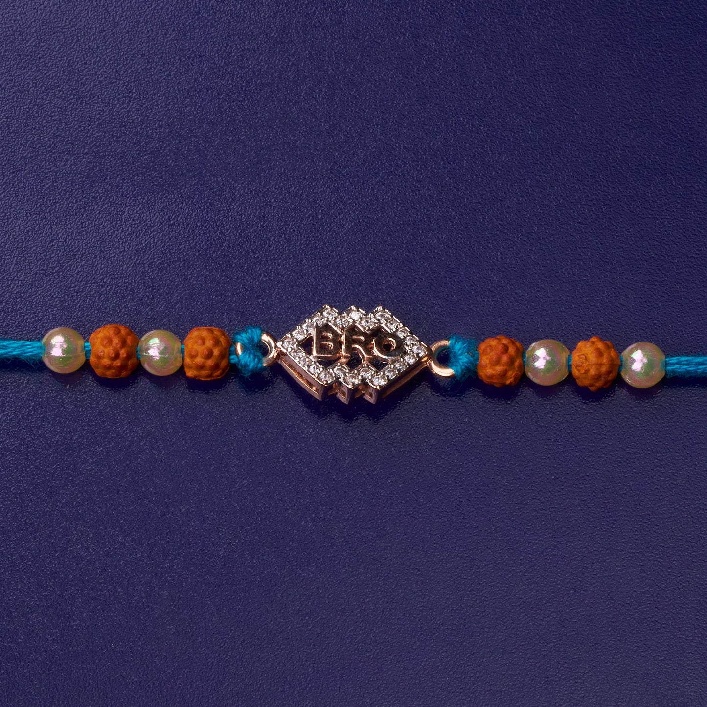 925 Silver Bro Diamond Rakhi with Rudraksh