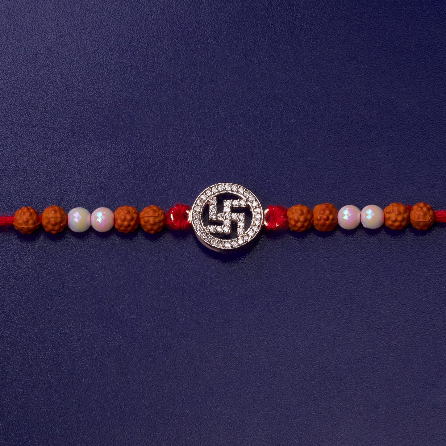 925 Silver Sathiya Diamond Rakhi with Rudraksh