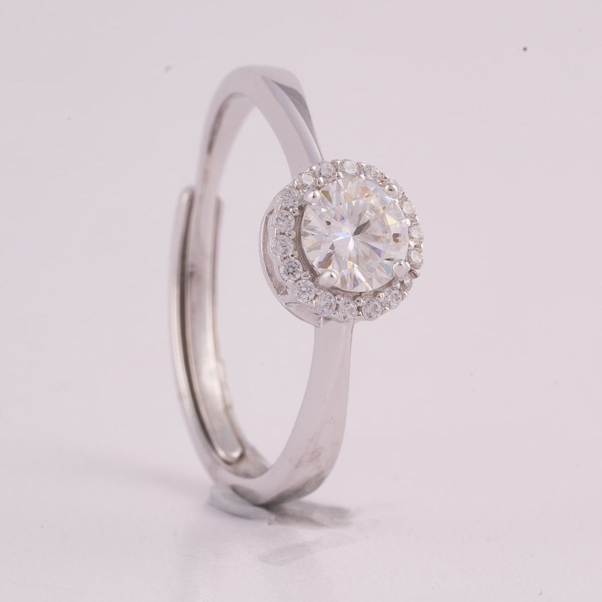 Silver Halo Ring with Round Center Stone