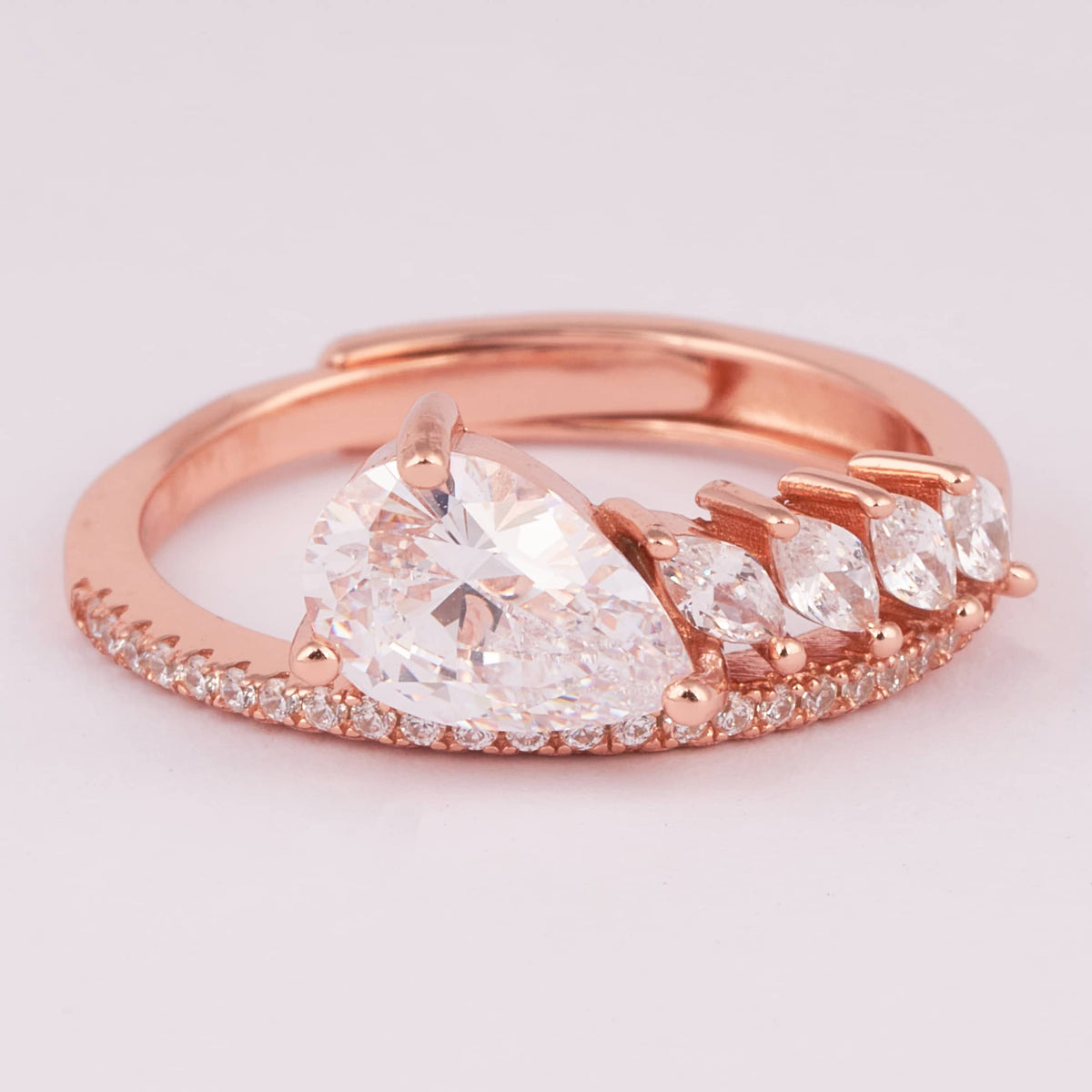 Rose Gold Marquise and Round Diamond Ring
