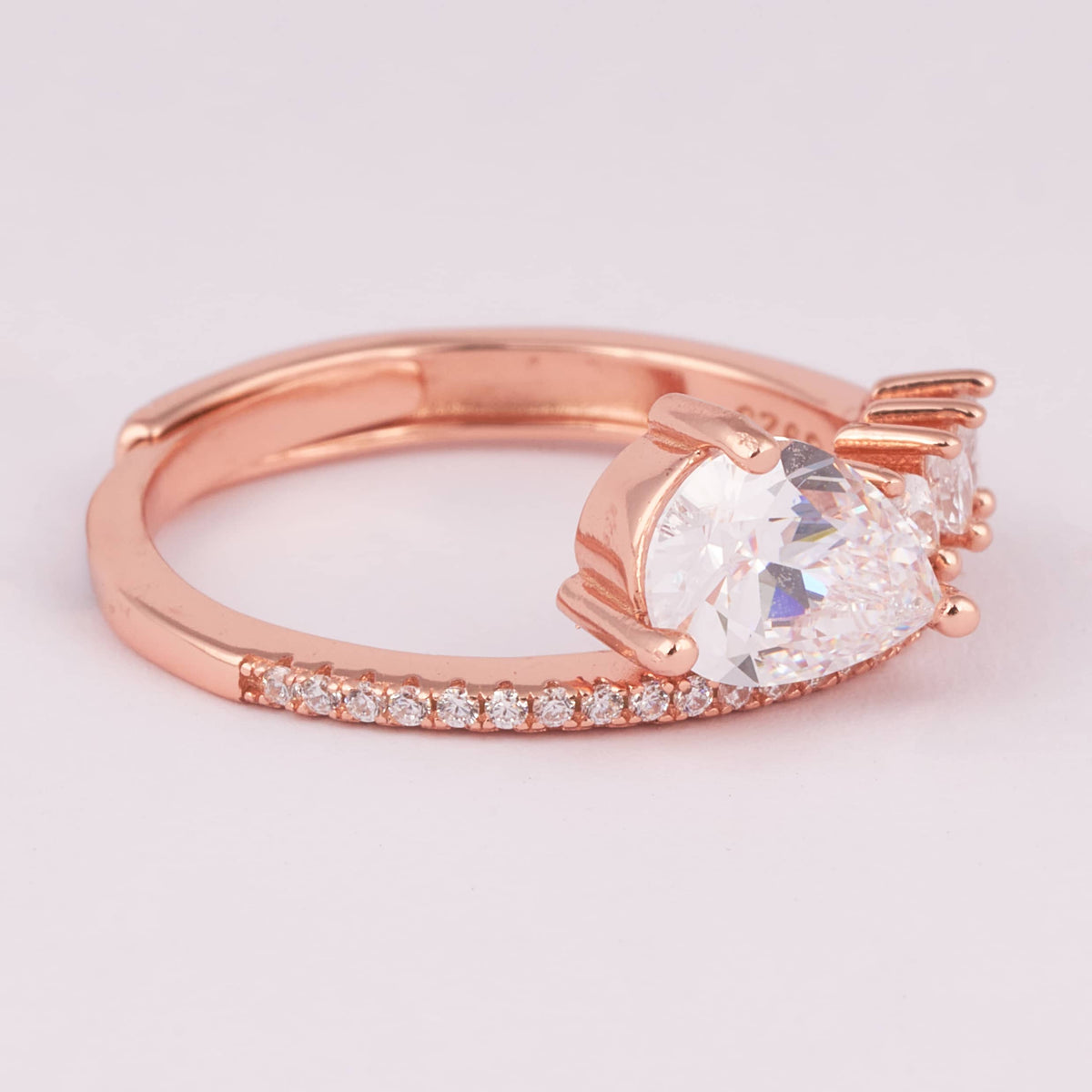 Rose Gold Marquise and Round Diamond Ring