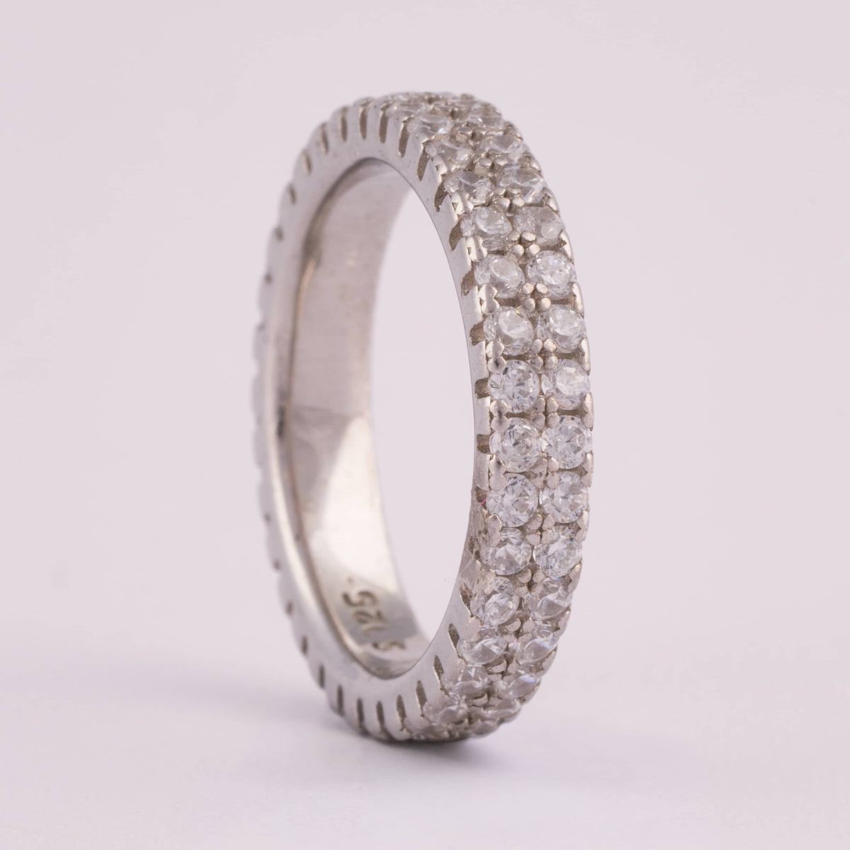 Silver Eternity Band with Dual Row Diamonds
