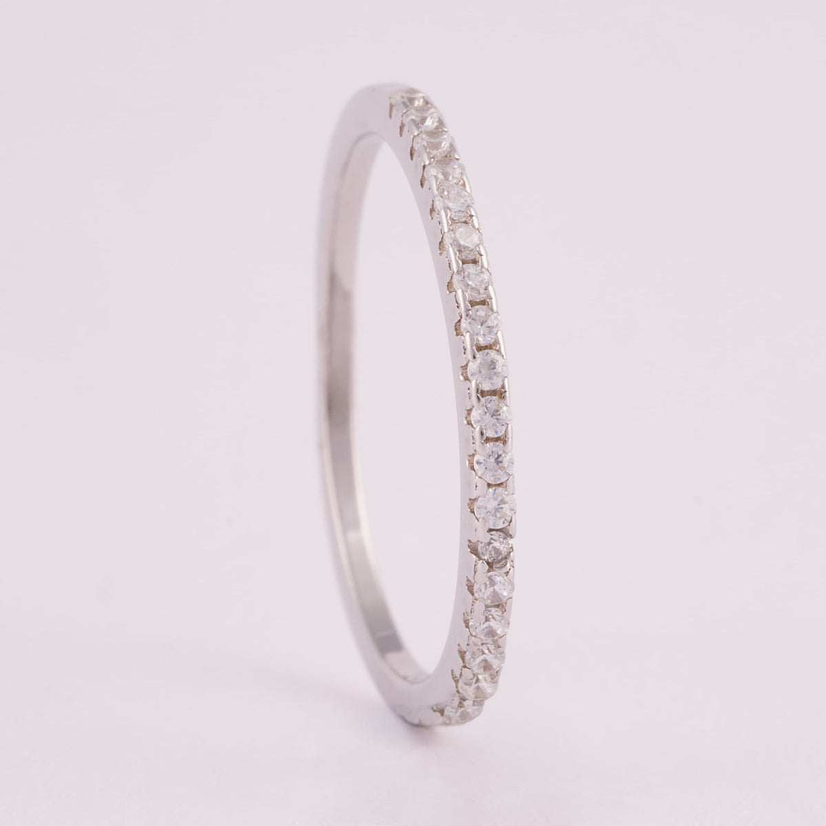 Thin Silver Half-Eternity Band with Stones
