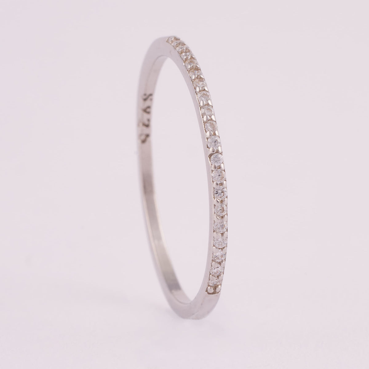 Thin Silver Half-Eternity Band with Stones