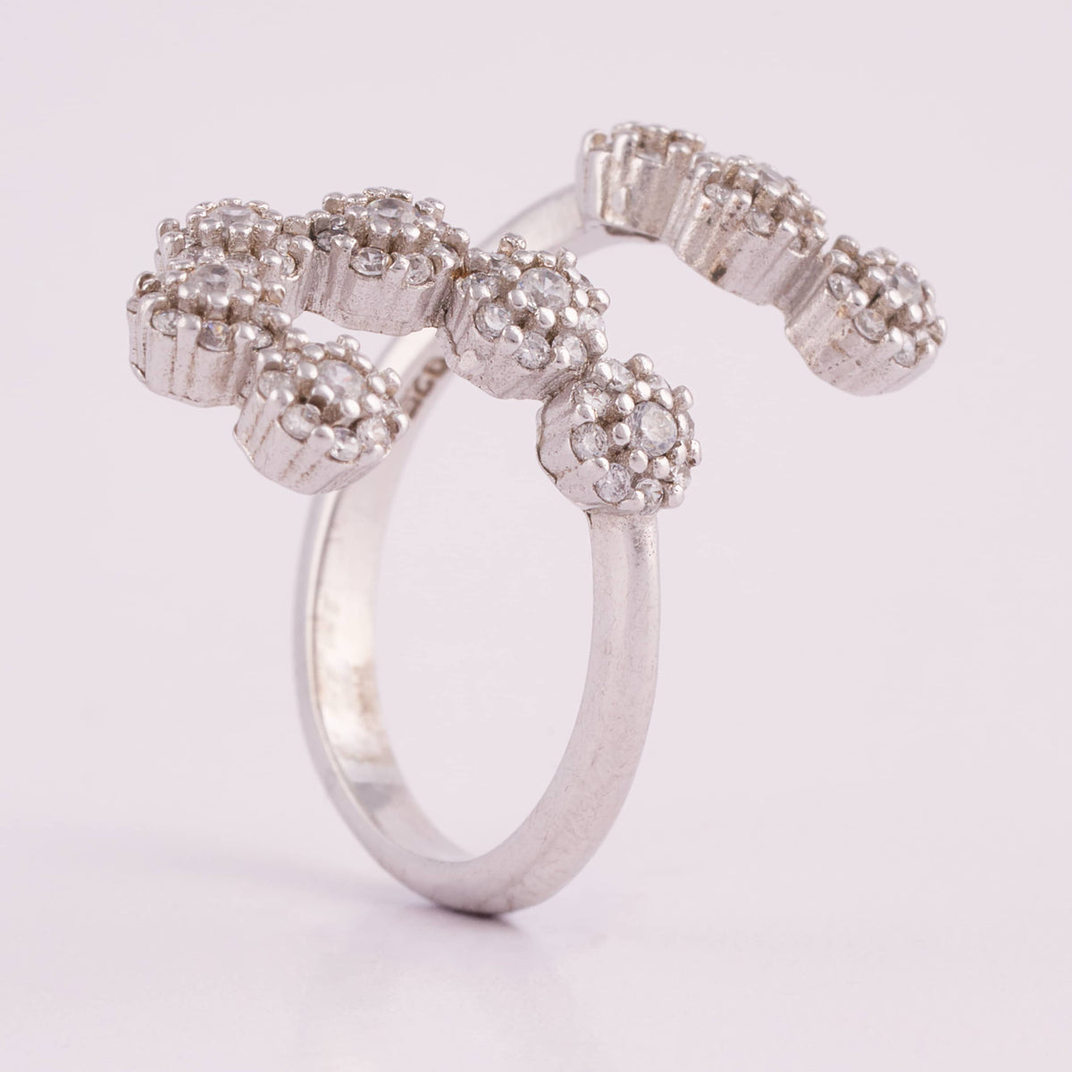 Silver Cluster Flower Ring with Multiple Stones