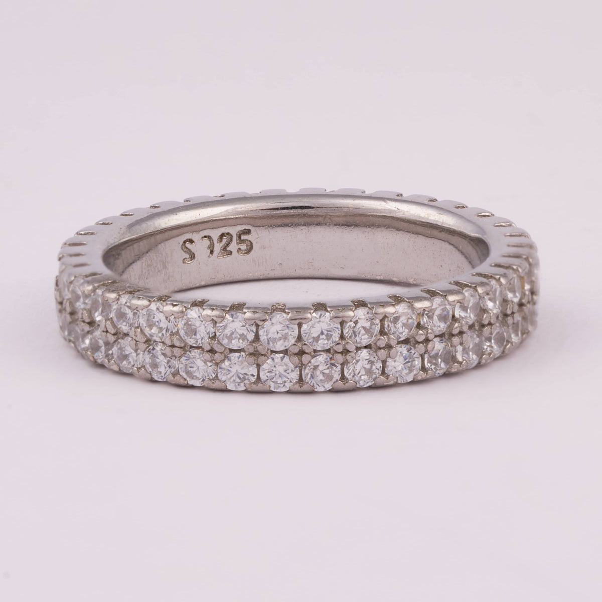 Silver Eternity Band with Dual Row Diamonds