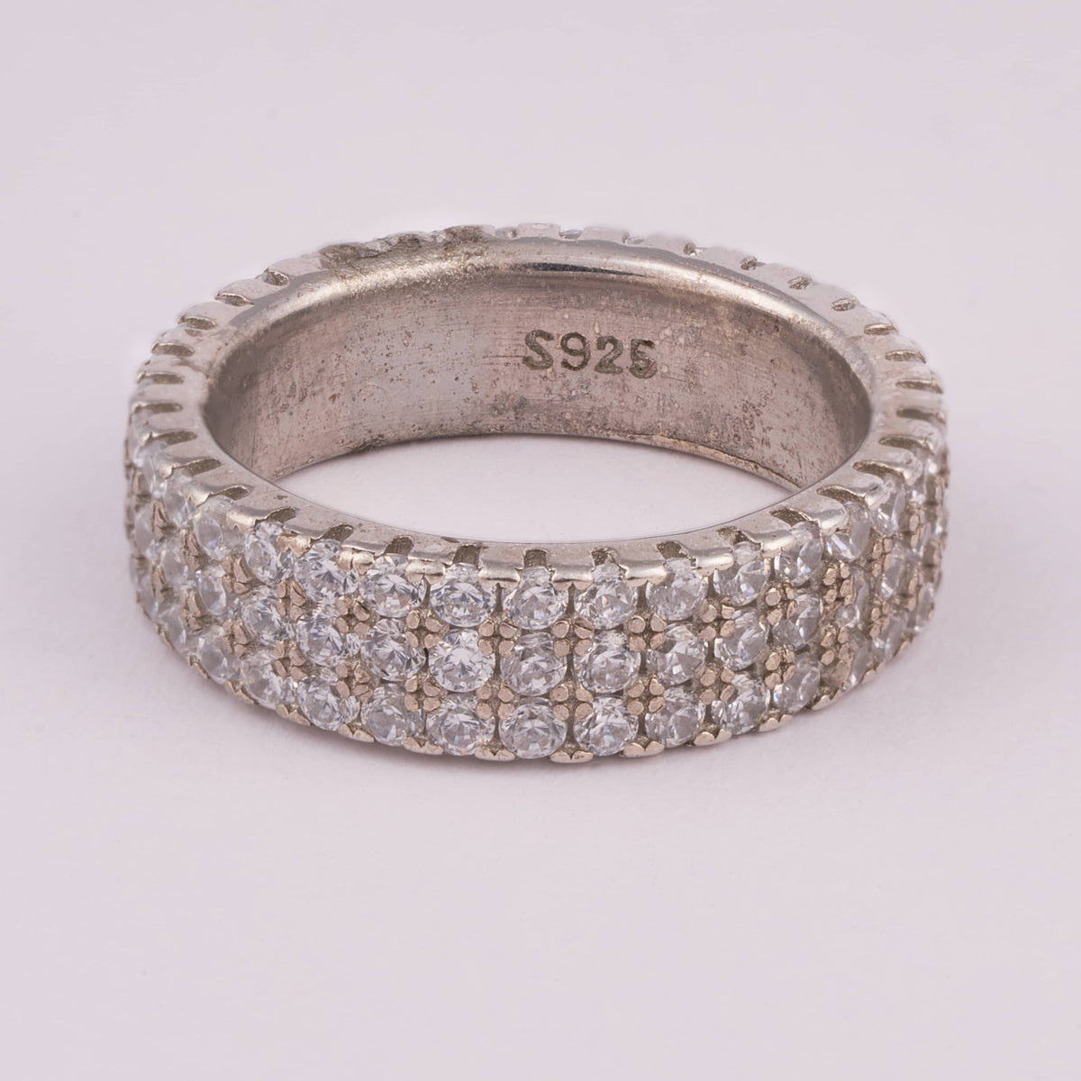 Silver Eternity Band with Dual Row Diamonds