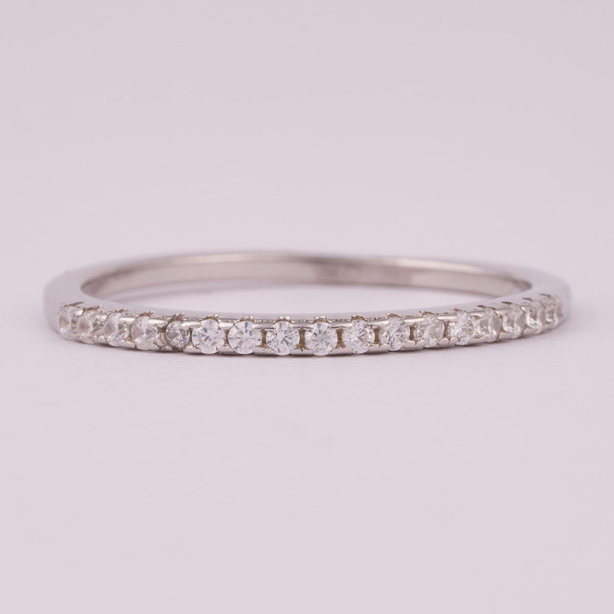 Thin Silver Half-Eternity Band with Stones