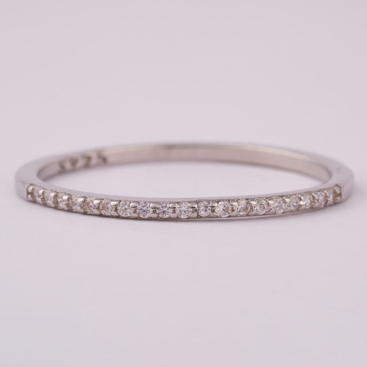 Thin Silver Half-Eternity Band with Stones