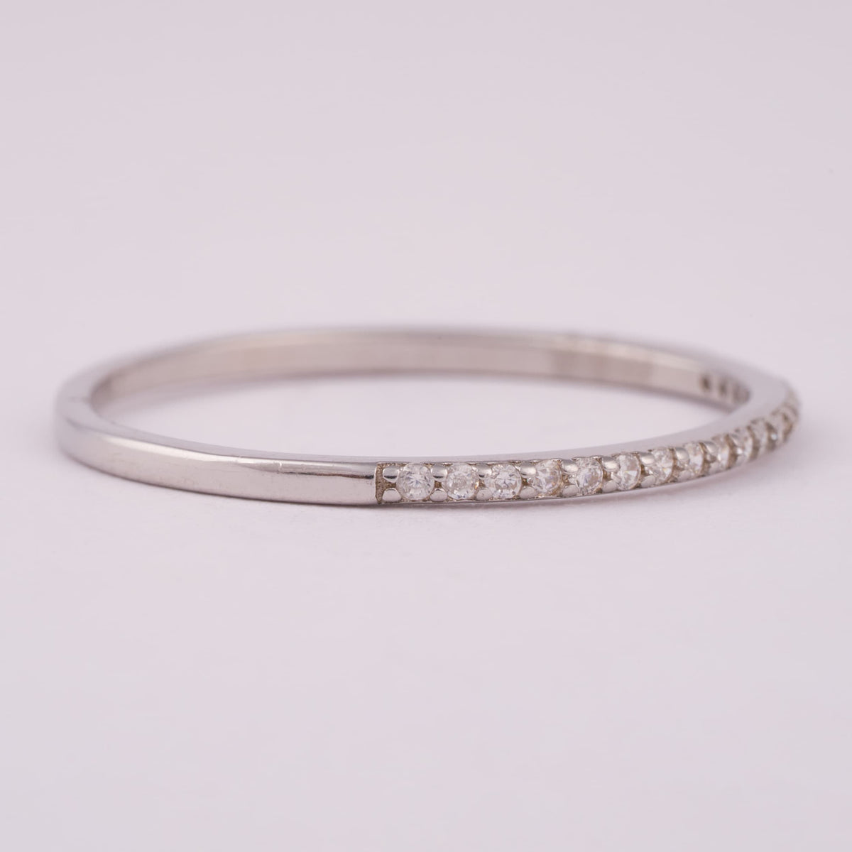 Thin Silver Half-Eternity Band with Stones
