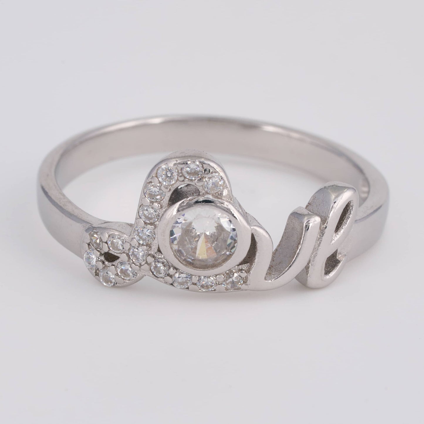 925 Silver Diamond Love Ring