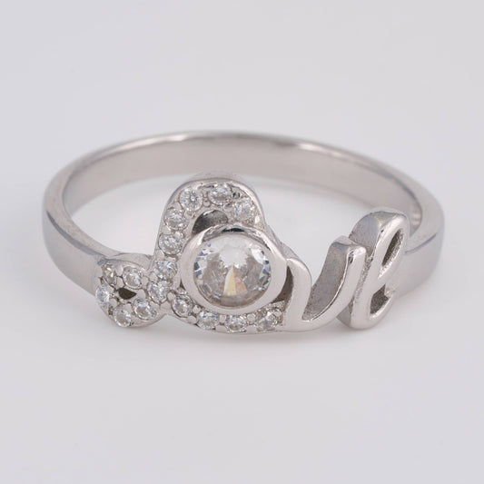 925 Silver Diamond Love Ring