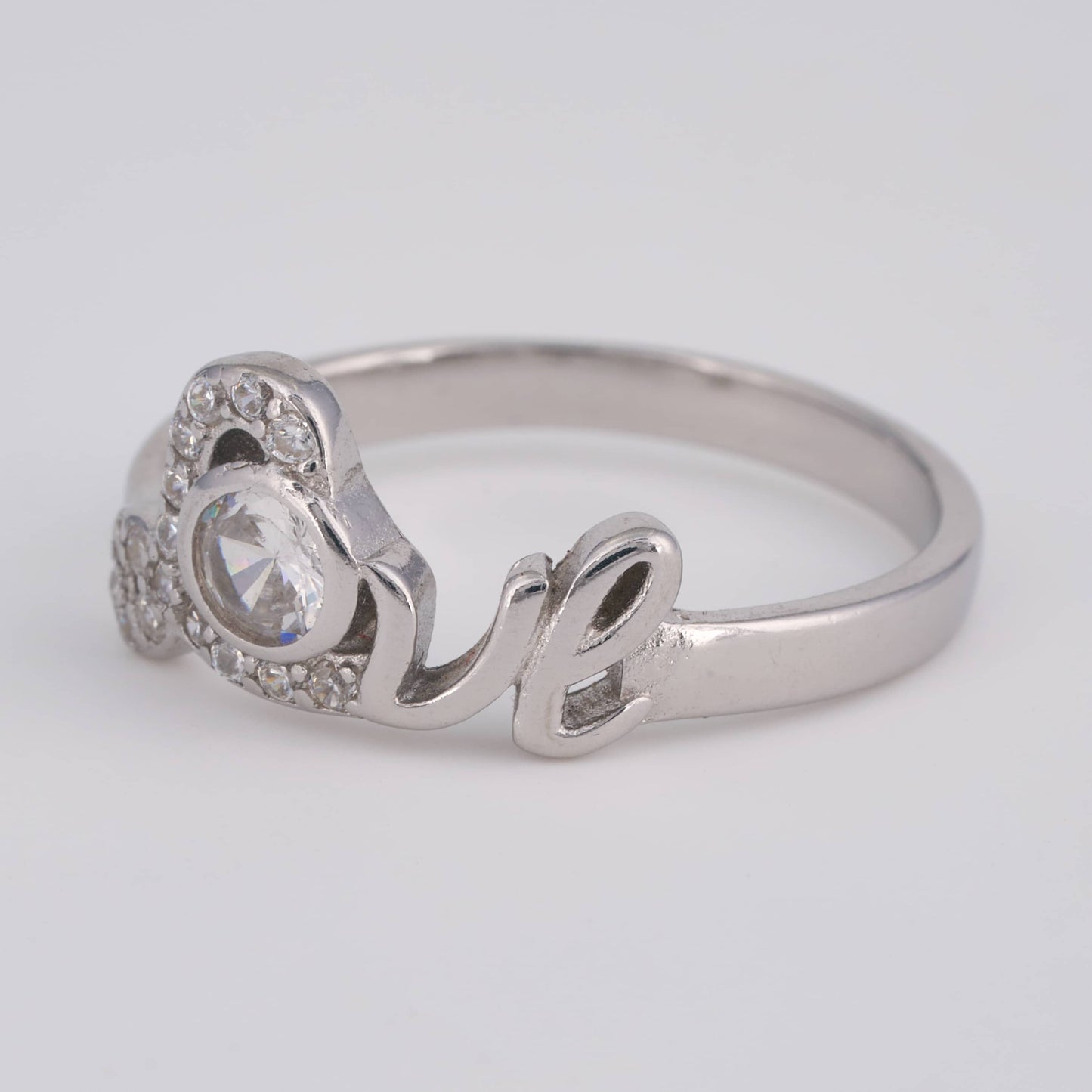 925 Silver Diamond Love Ring