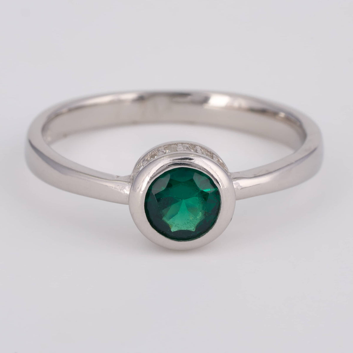 925 Silver Emerald Green Stone Ring for Women