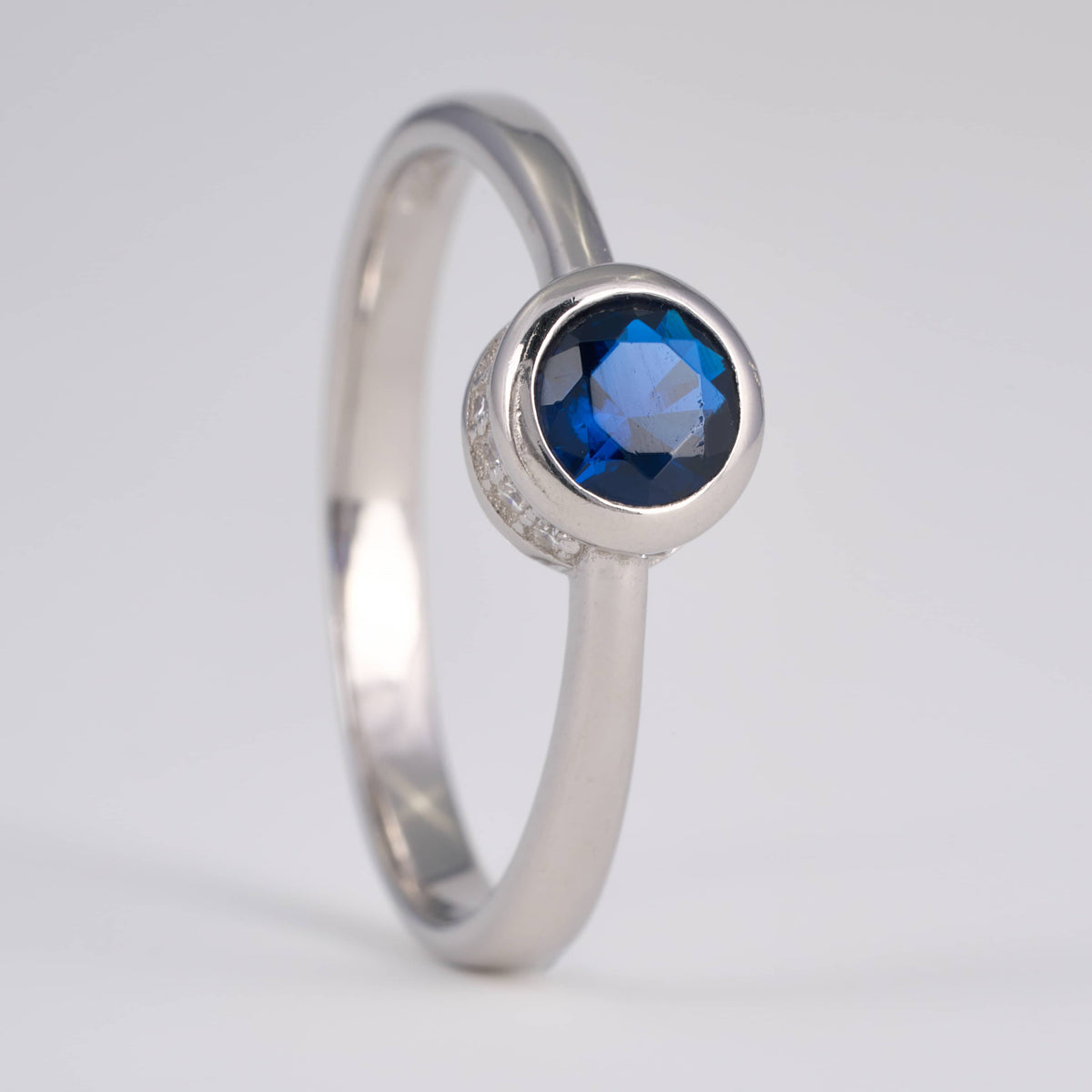 925 Silver Blue Sapphire Stone Ring for Women
