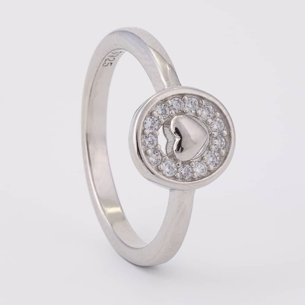 925 Silver Heart Halo Ring for Women