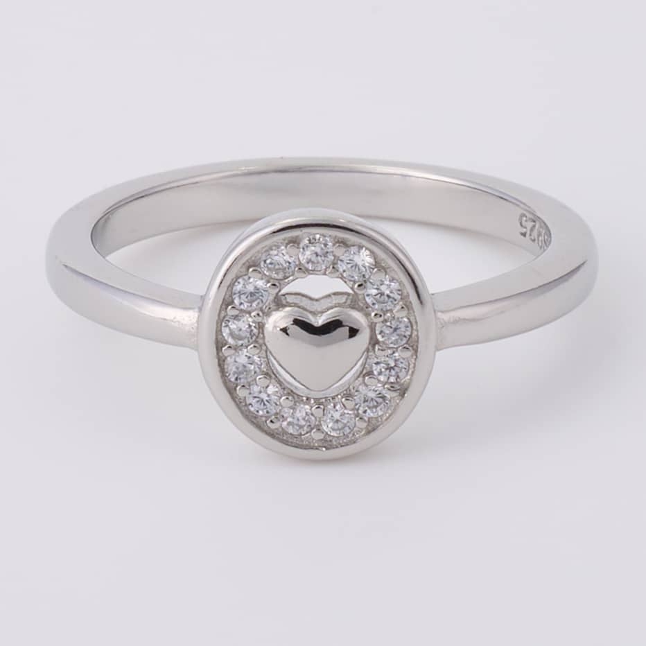 925 Silver Heart Halo Ring for Women