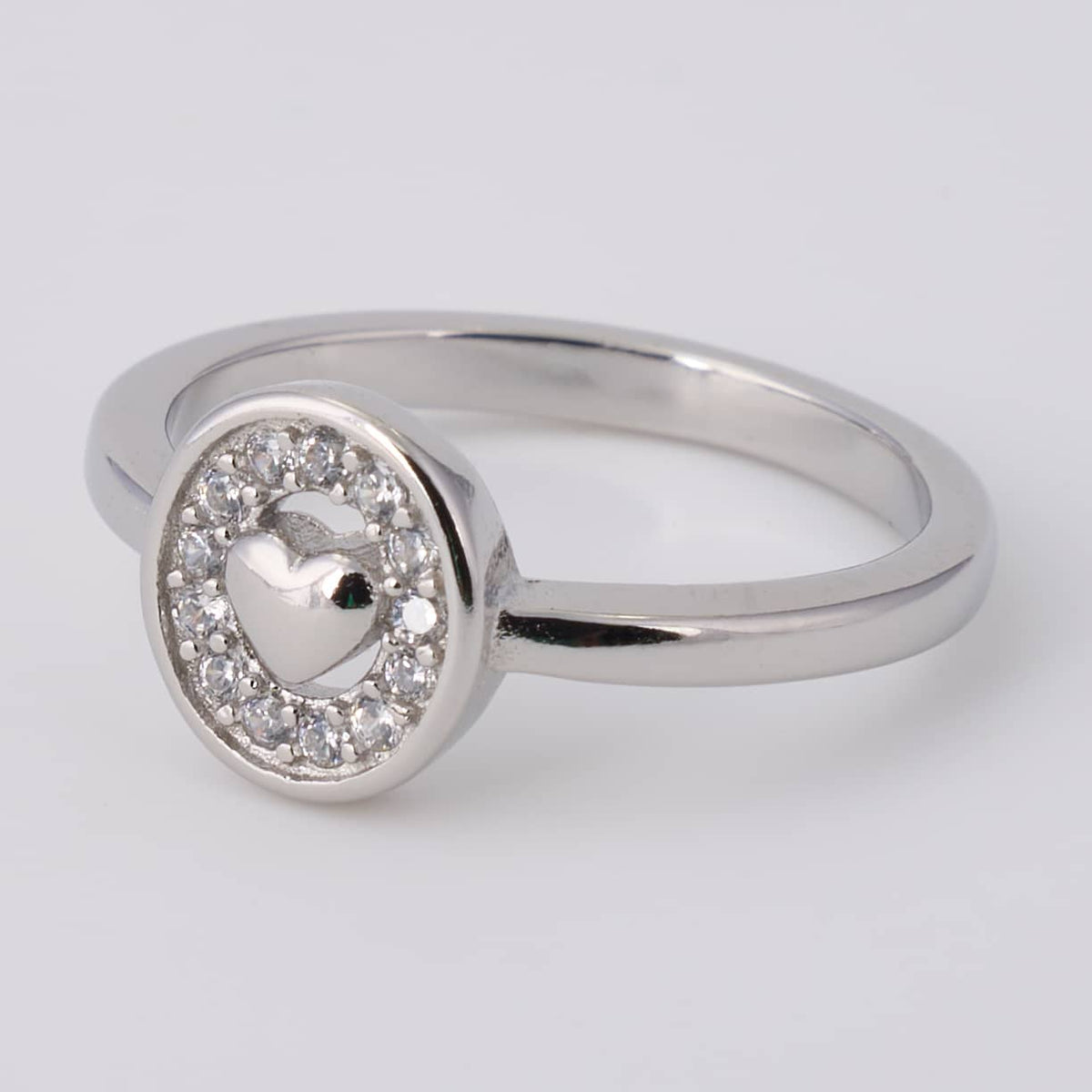 925 Silver Heart Halo Ring for Women