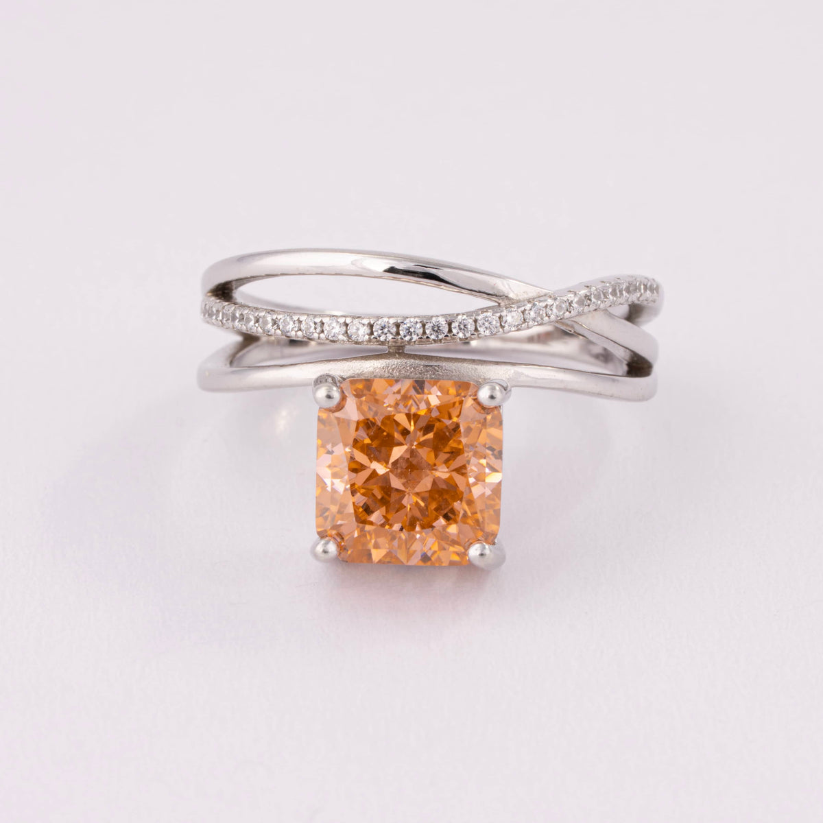 Orange Stone Silver Ring for Women
