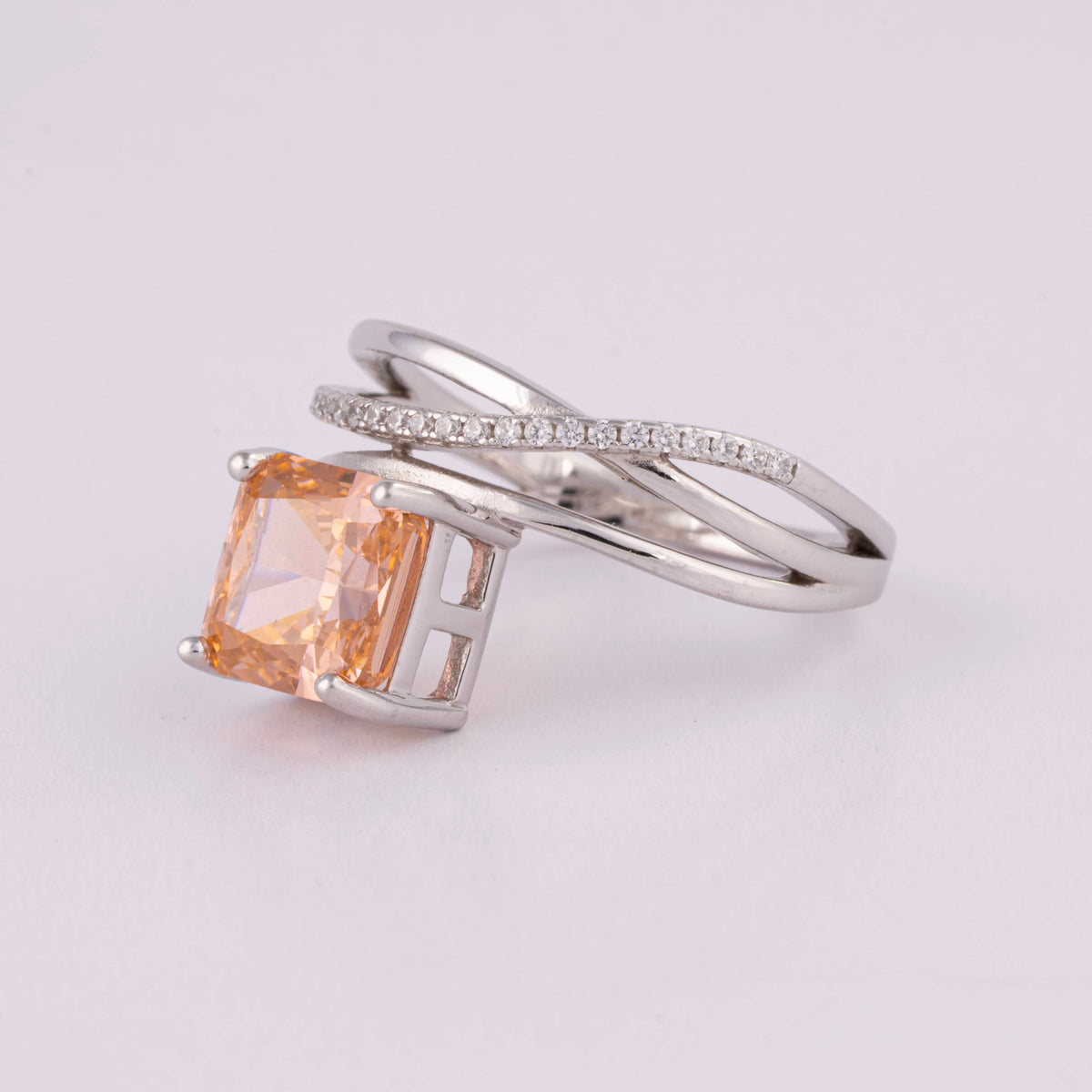 Orange Stone Silver Ring for Women
