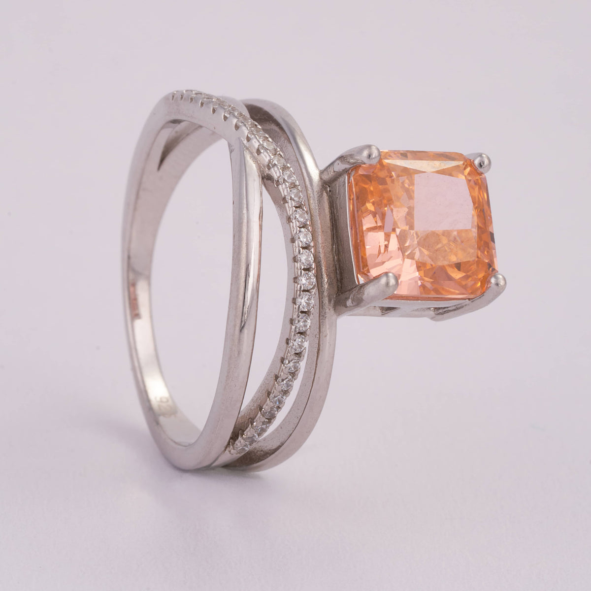 Orange Stone Silver Ring for Women