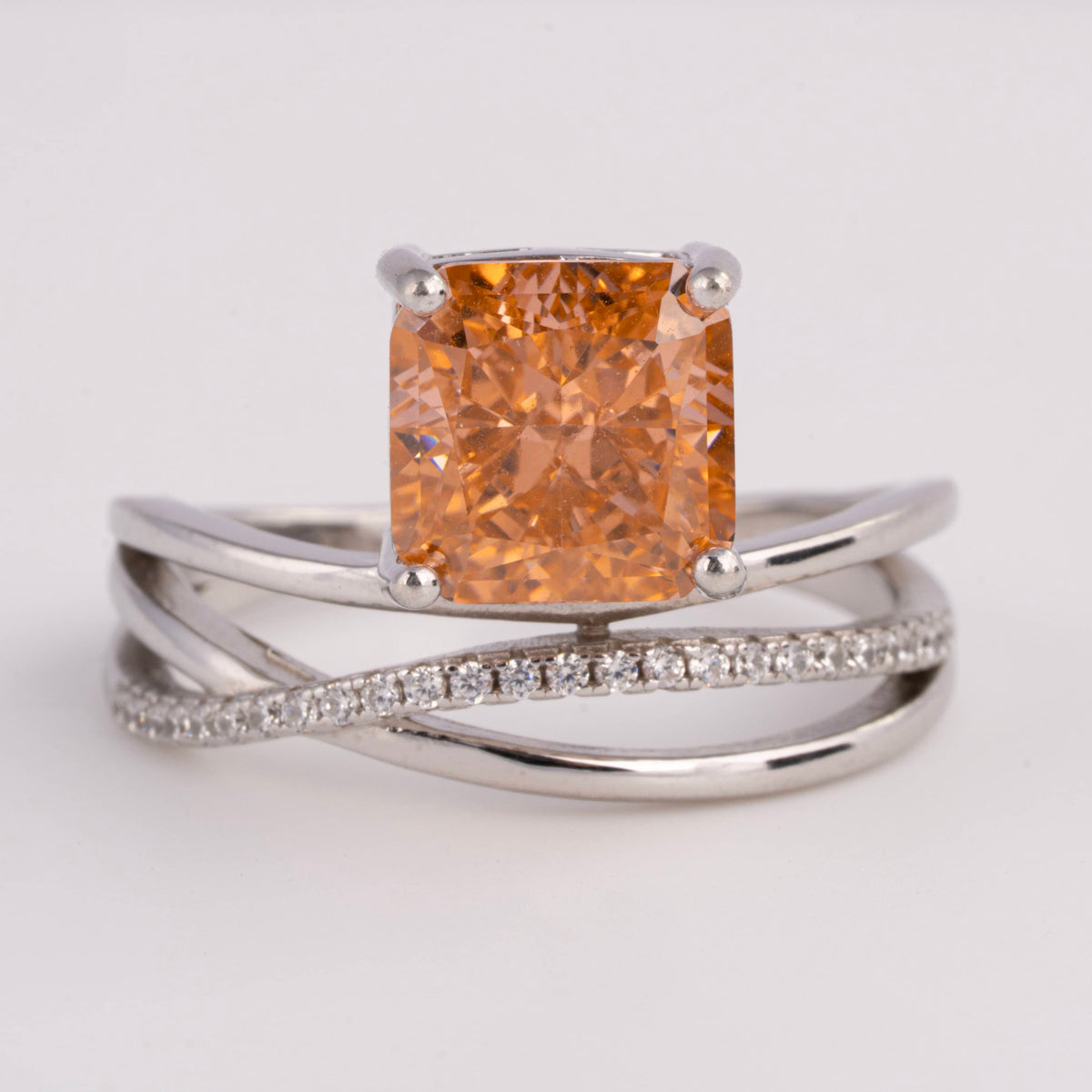Orange Stone Silver Ring for Women