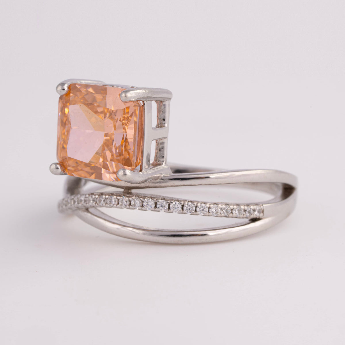 Orange Stone Silver Ring for Women
