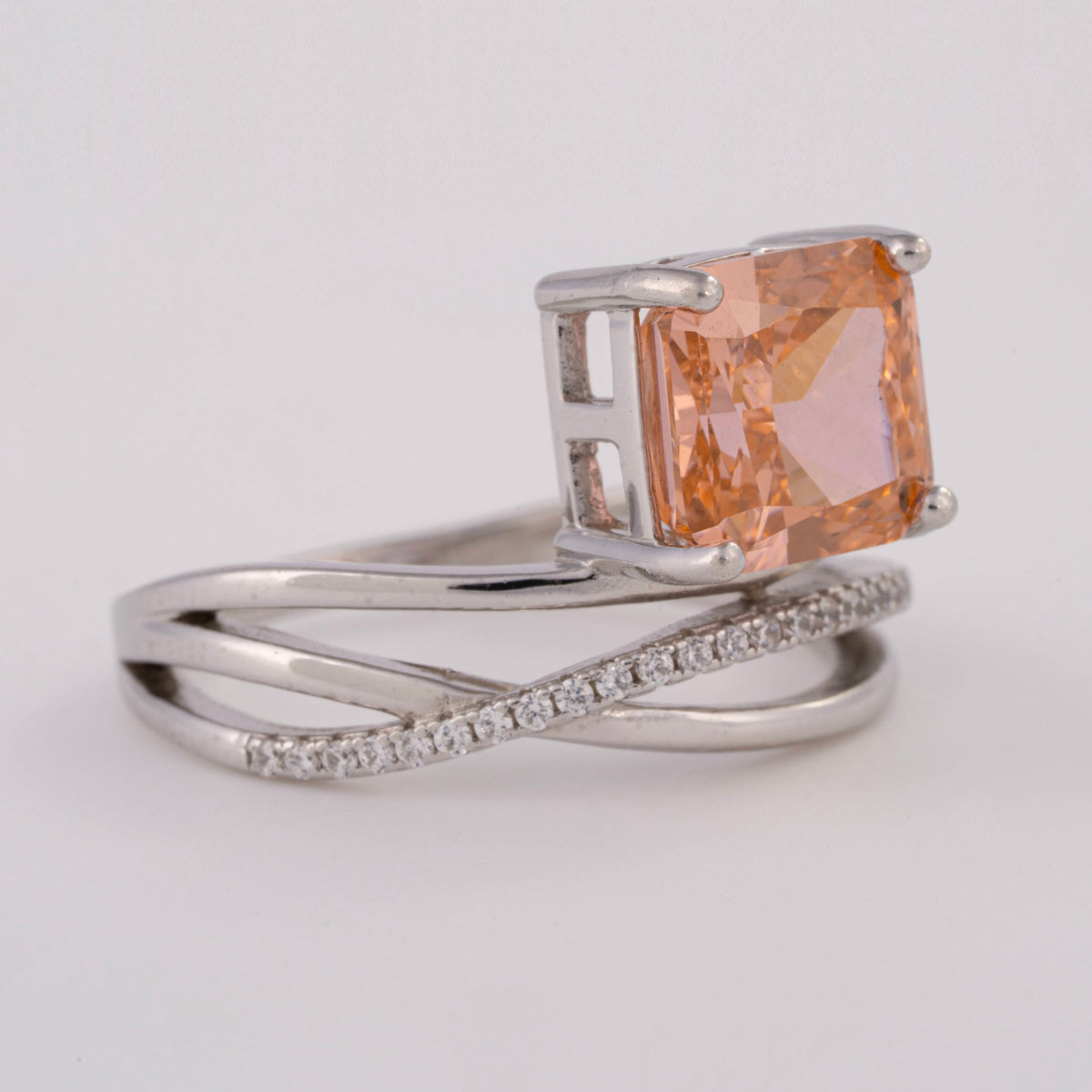 Orange Stone Silver Ring for Women