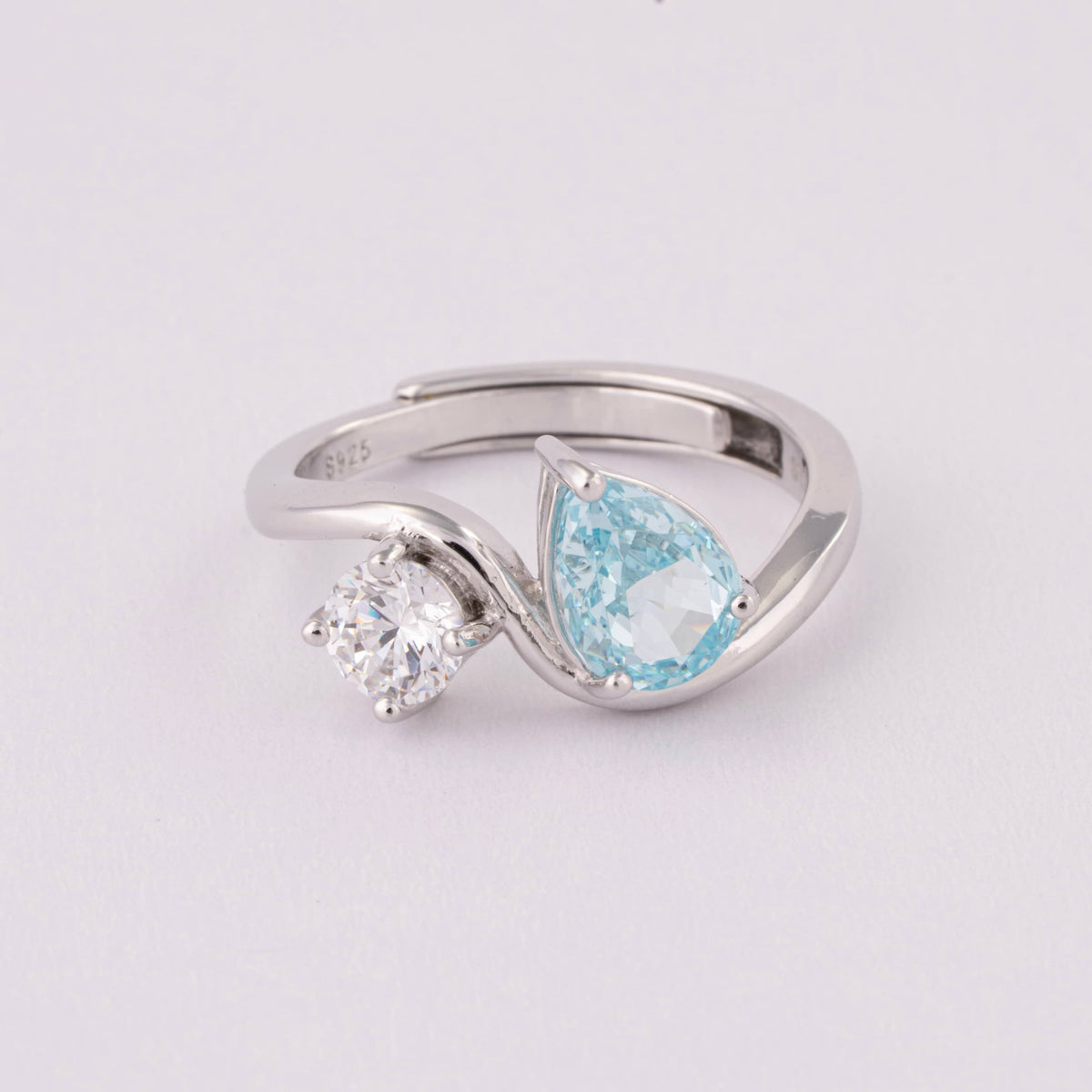 Blue Stone Adjustable Silver Ring for Women