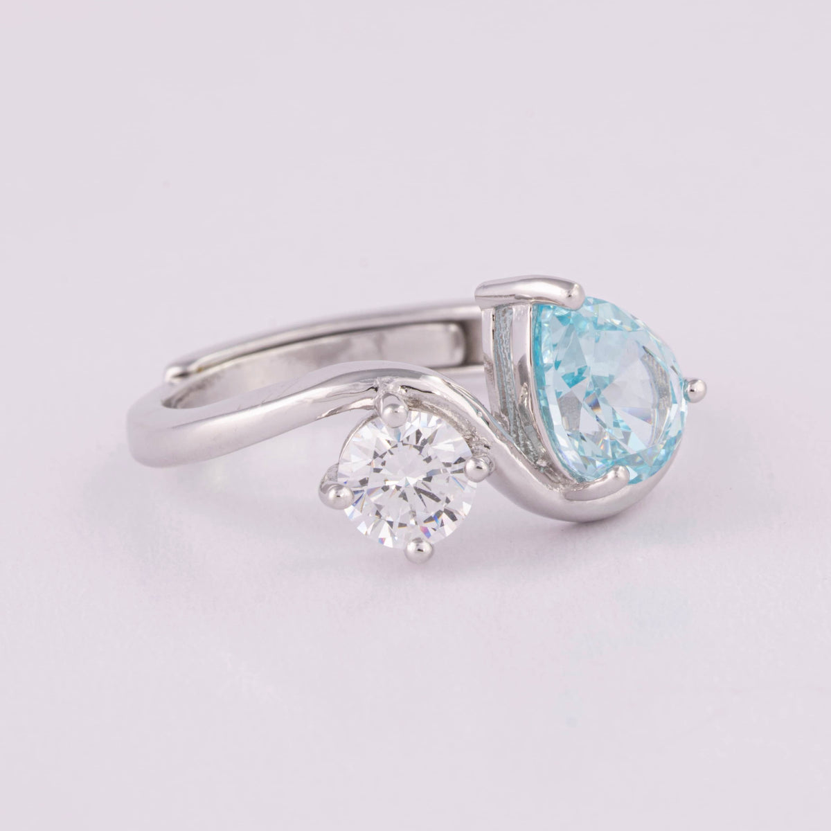 Blue Stone Adjustable Silver Ring for Women