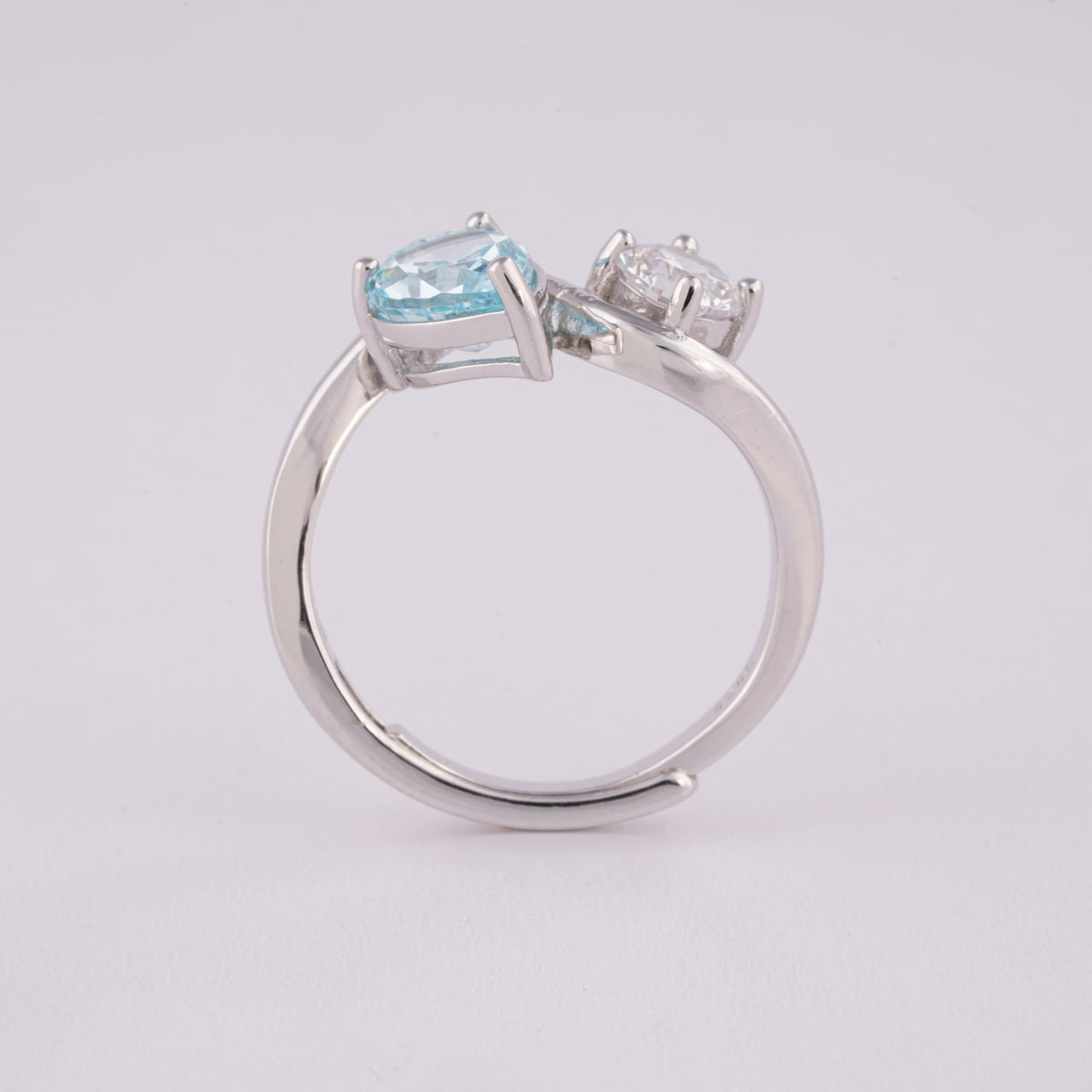 Blue Stone Adjustable Silver Ring for Women