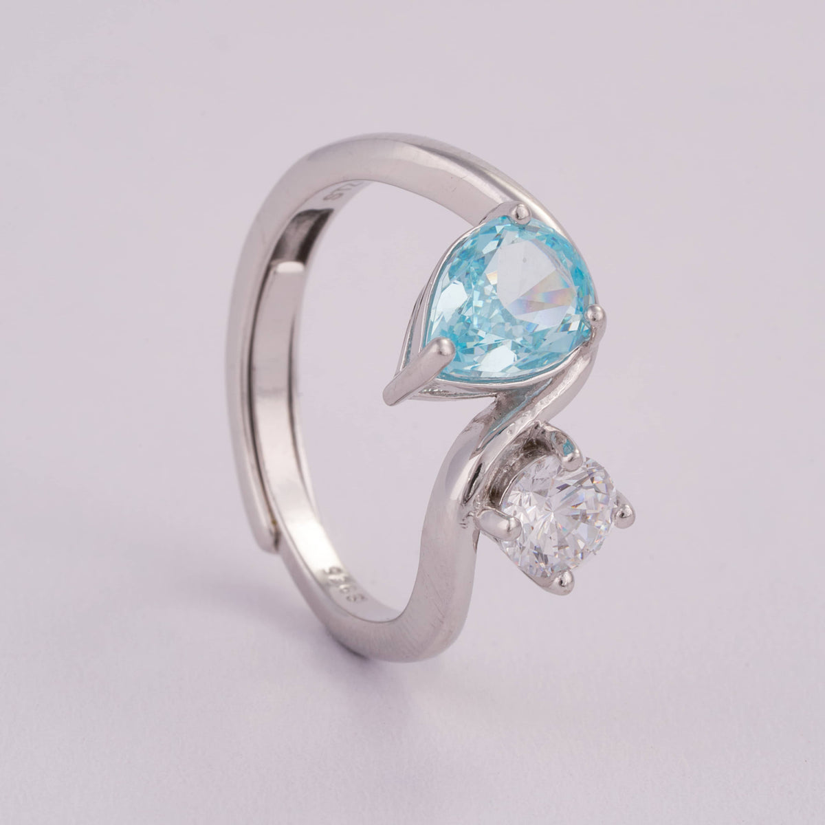 Blue Stone Adjustable Silver Ring for Women