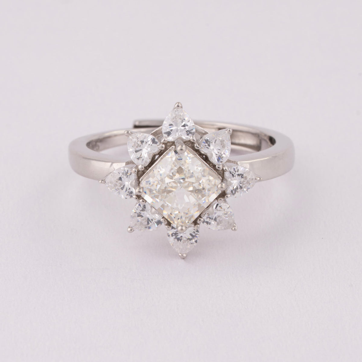 Flower Design Adjustable Silver Ring | Party Wear Ring