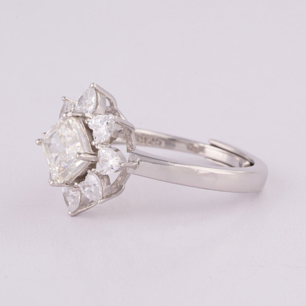 Flower Design Adjustable Silver Ring | Party Wear Ring