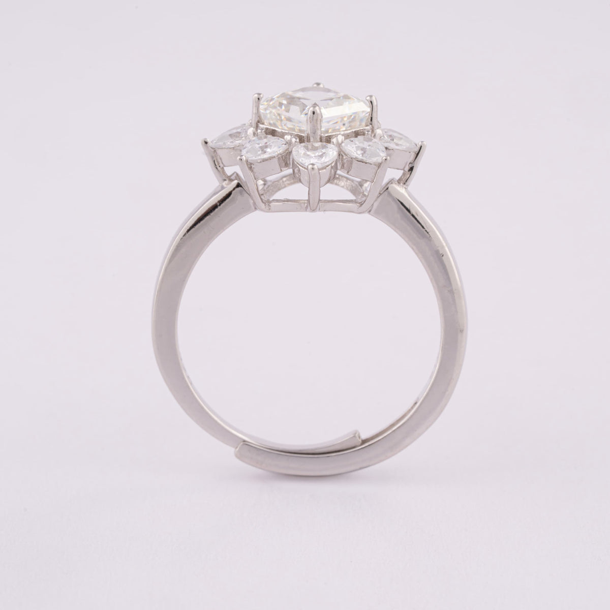 Flower Design Adjustable Silver Ring | Party Wear Ring