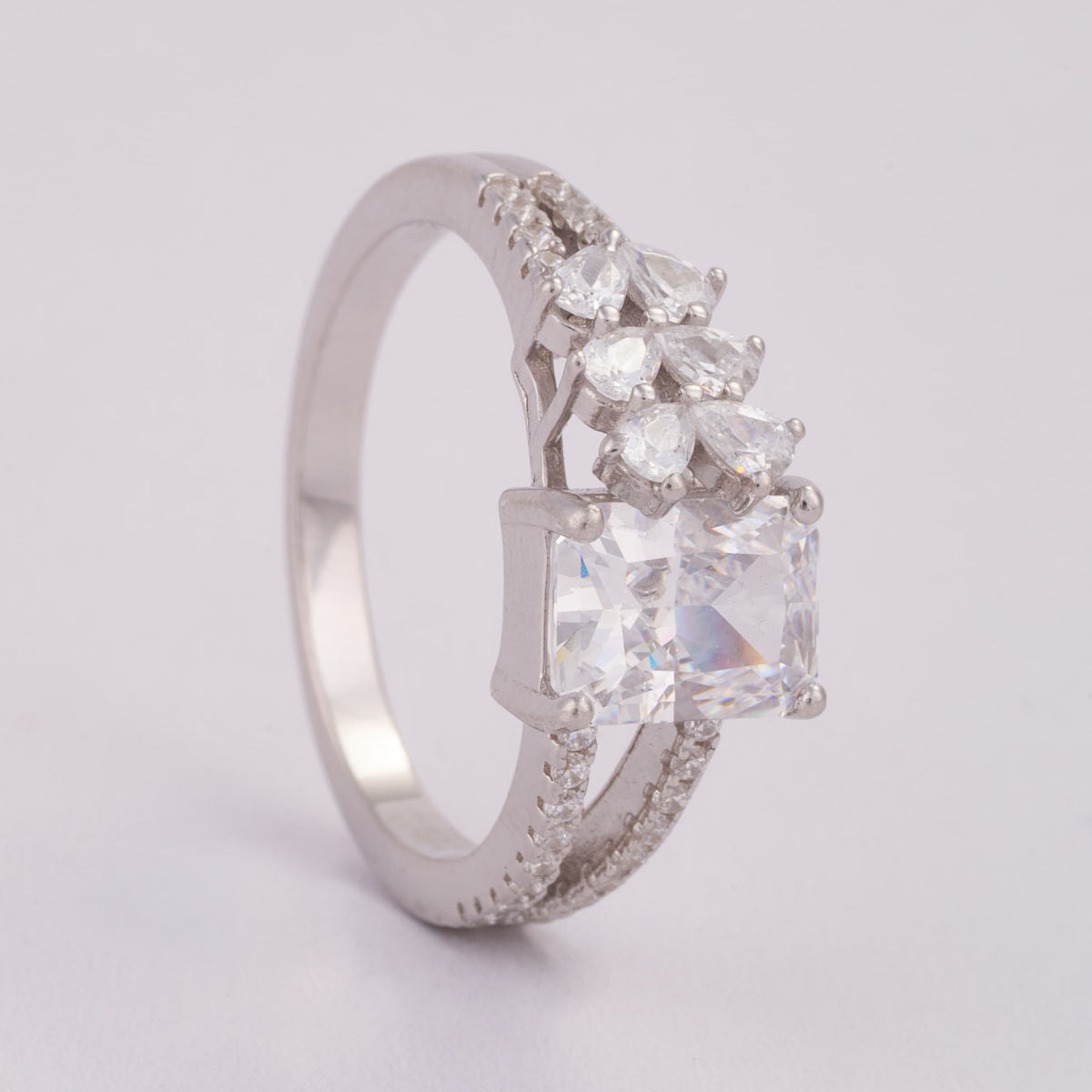 Square Stone Silver Ring for Women | Engagement Ring