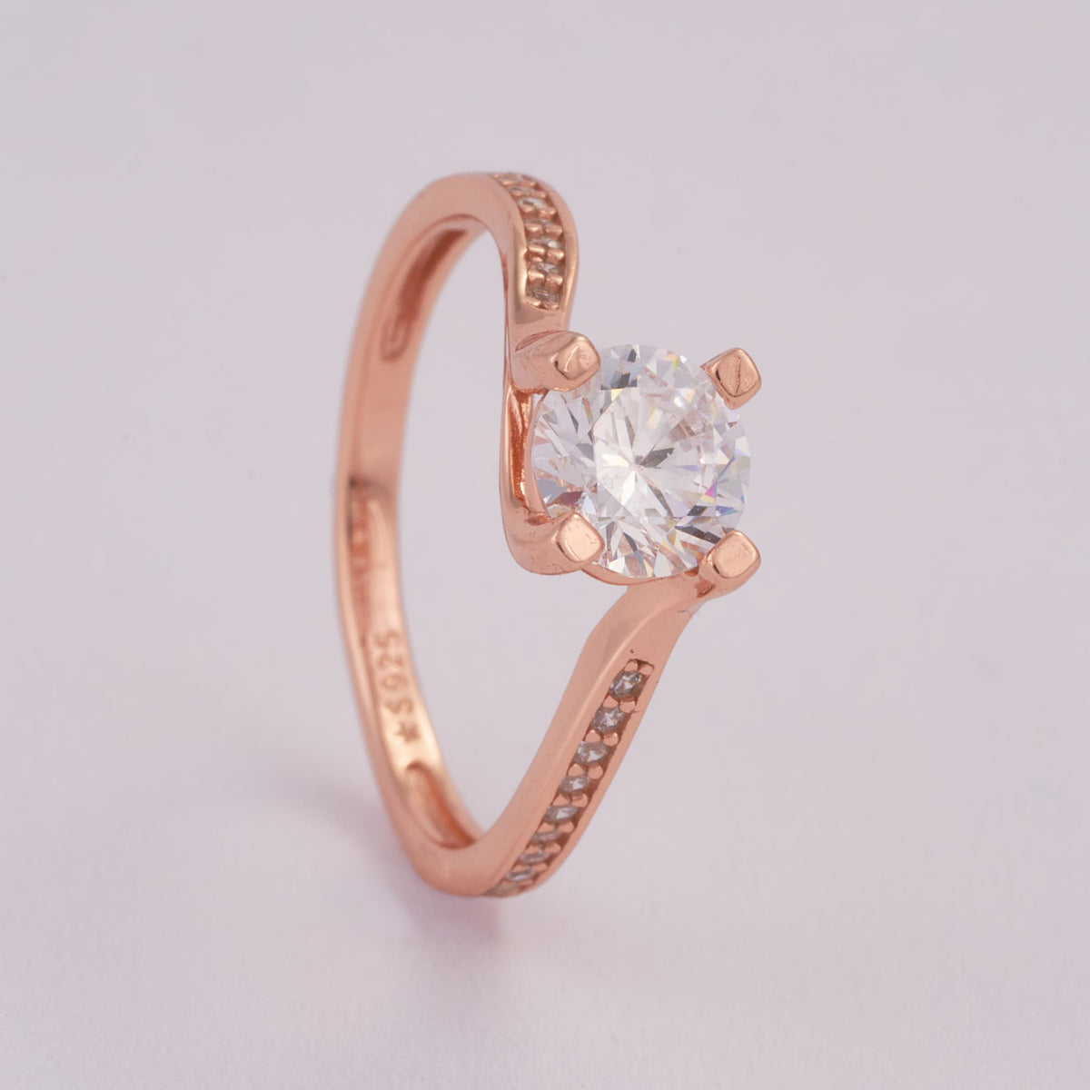 Rose Gold Solitaire Ring for Women | Slim Ring