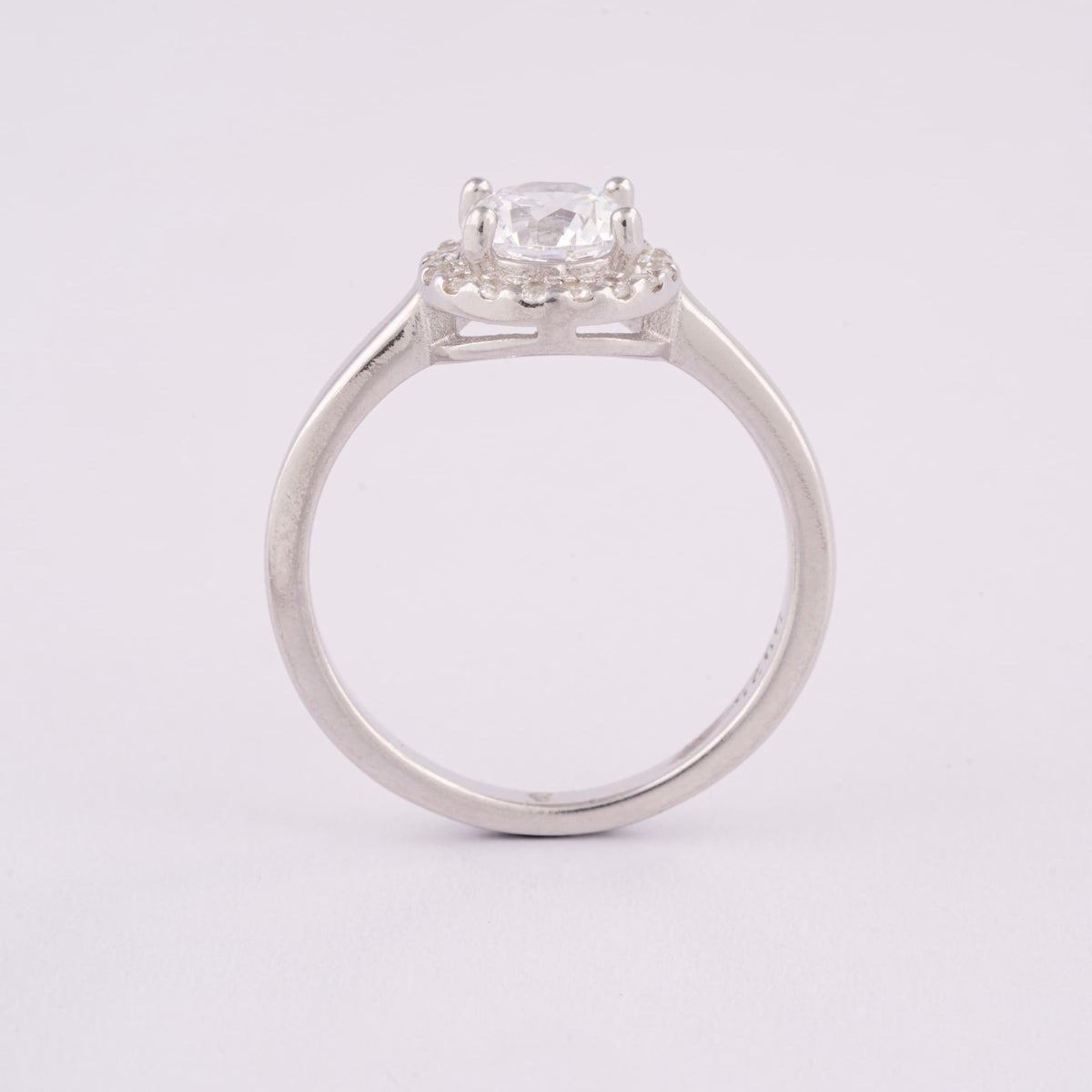 Round Halo Silver Ring for Women | Engagement Ring